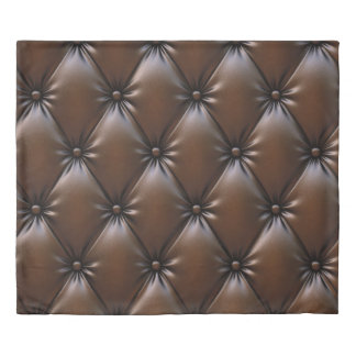 Chocolate Leather: Luxurious Upholstery Texture Duvet Cover