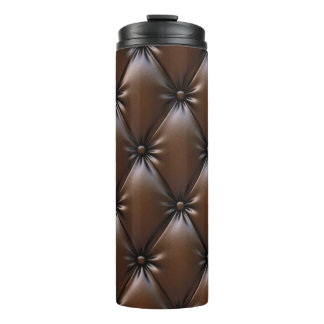 Chocolate Leather: Luxurious Upholstery Texture Thermal Tumbler