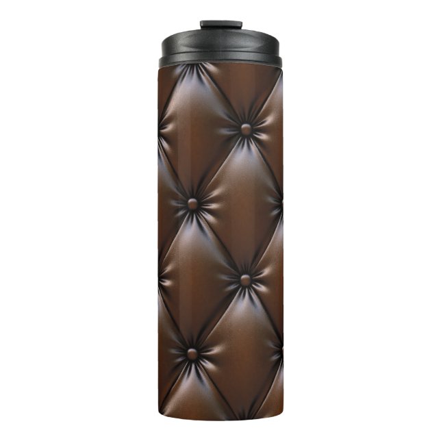 Chocolate Leather: Luxurious Upholstery Texture Thermal Tumbler (Front)