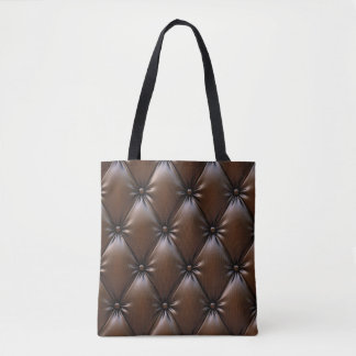 Chocolate Leather: Luxurious Upholstery Texture Tote Bag