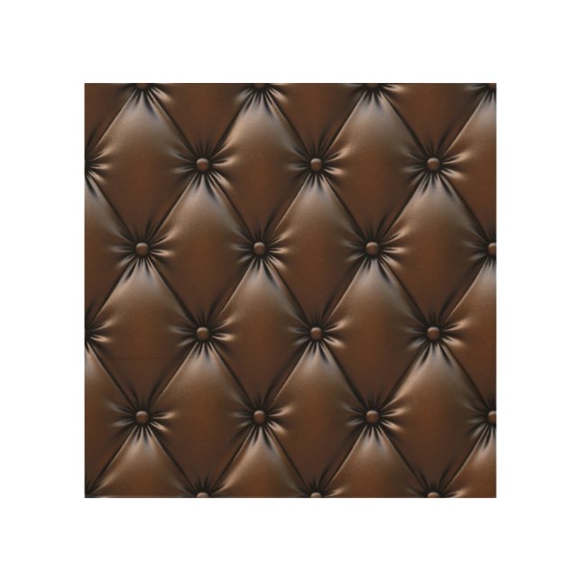 Chocolate Leather: Luxurious Upholstery Texture Wood Wall Art (Front)