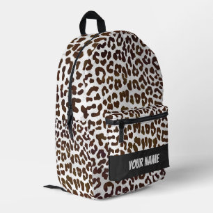 Chocolate Leopard Pattern Monogram Printed Backpack