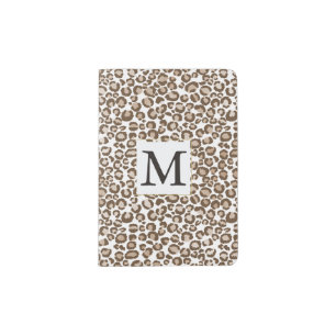 Chocolate Leopard Print Monogram Passport Holder