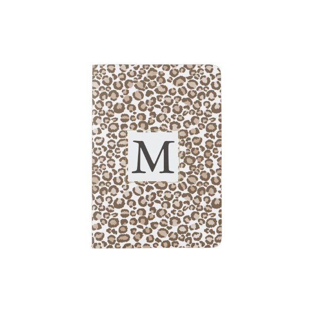 Chocolate Leopard Print Monogram Passport Holder (Front)