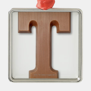 Chocolate letter t metal ornament