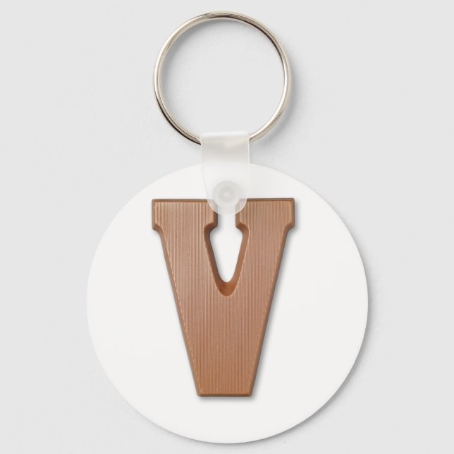 chocolate letter V Keychain (Front)