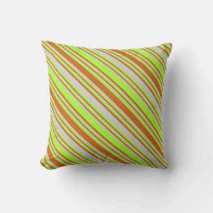 Chocolate, Light Green & Light Gray Lines Pillow