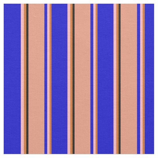 Chocolate, Light Pink, Blue, Dark Salmon & Black Fabric