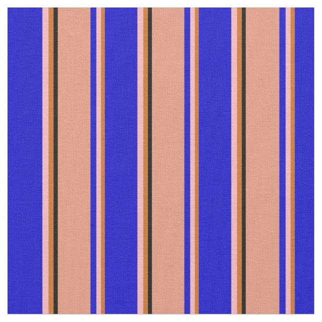 Chocolate, Light Pink, Blue, Dark Salmon & Black Fabric (Close Up)