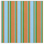 [ Thumbnail: Chocolate, Light Sky Blue, and Green Pattern Fabric ]