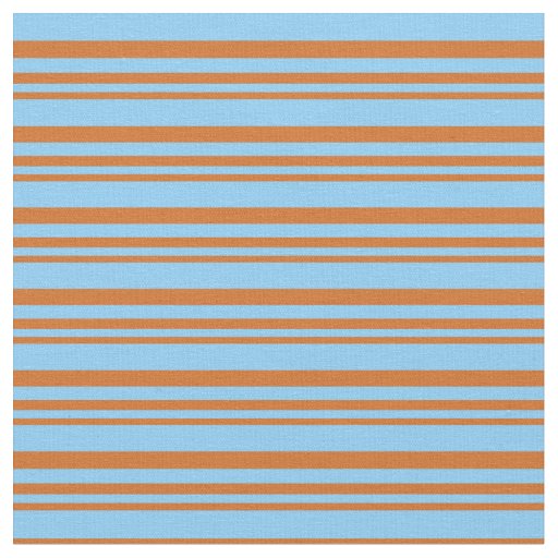 Chocolate & Light Sky Blue Lines/Stripes Pattern Fabric