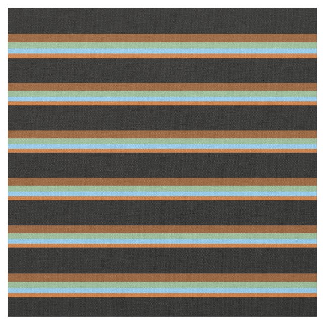 Chocolate, Light Sky Blue, Sea Green, Brown, Black Fabric (Close Up)