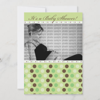Chocolate Lime Dots Baby Shower Invitation