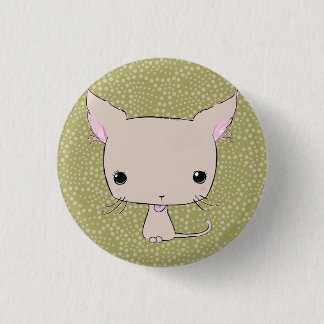 Chocolate lolkitty (limegreen polkadot print) button