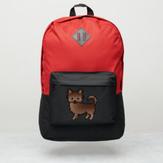Chocolate Long Coat Chihuahua Cute Cartoon Dog Port Authority® Backpack