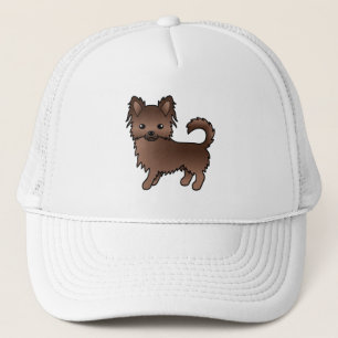 Chocolate Long Coat Chihuahua Cute Cartoon Dog Trucker Hat