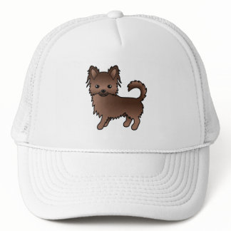 Chocolate Long Coat Chihuahua Cute Cartoon Dog Trucker Hat