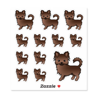 Chocolate Long Coat Chihuahua Cute Cartoon Dogs Sticker