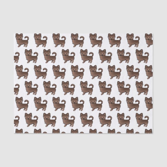 Chocolate Long Coat Chihuahua Cute Dog Pattern Tissue Paper (Front)
