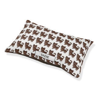 Chocolate Long Coat Chihuahua Dog Pattern &amp; Name Pet Bed
