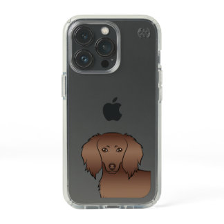 Chocolate Long Hair Dachshund Cartoon Dog Head Speck iPhone 13 Pro Case