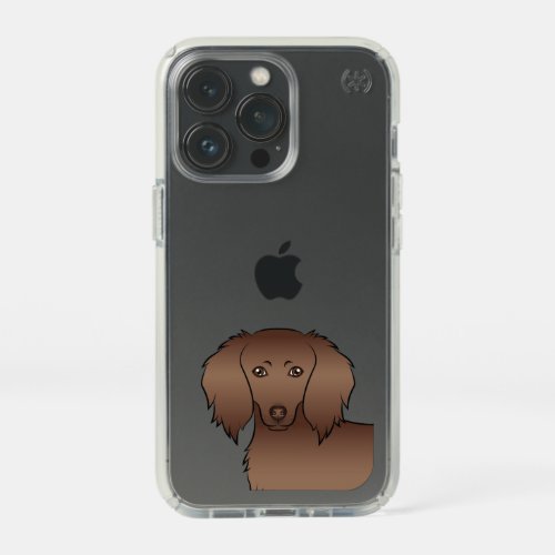 Chocolate Long Hair Dachshund Cartoon Dog Head Speck iPhone 13 Pro Case