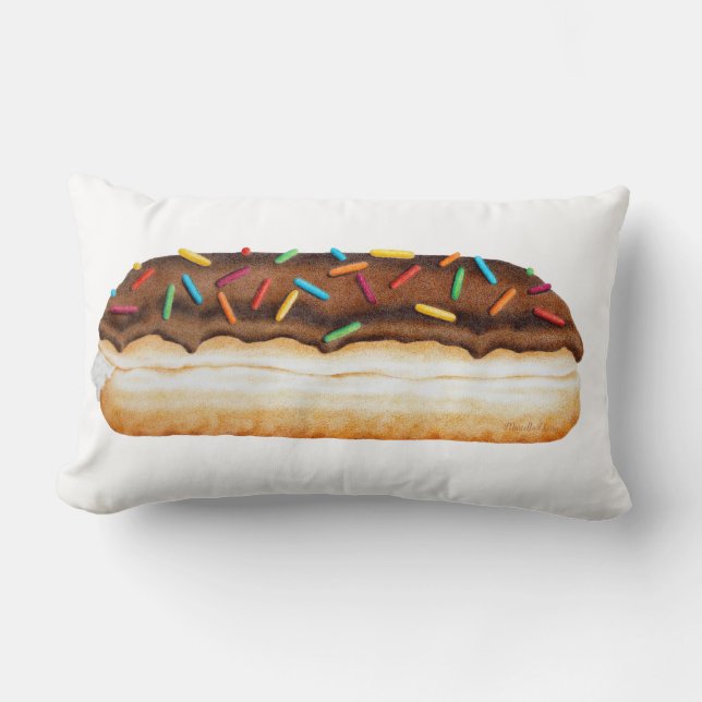 Chocolate Long John Donut with Sprinkles Pillow (Front)