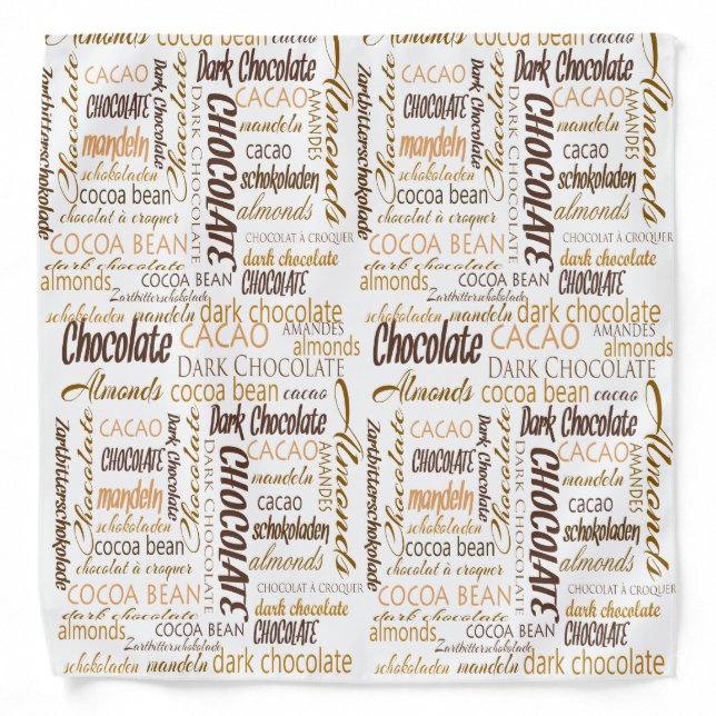 Chocolate Lover Almonds Dark Chocolate Typography Bandana (Front)