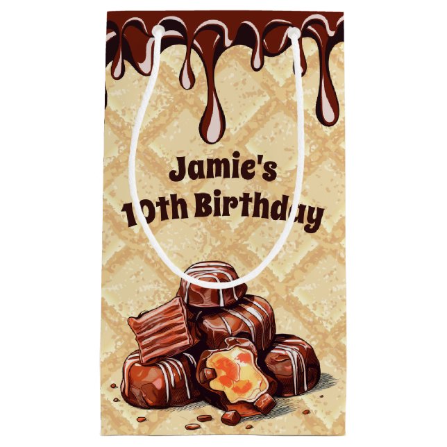 Chocolate Lover Birthday Party Bon Bon Candy Small Gift Bag (Front)