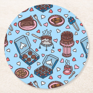 Chocolate lover cute round paper coaster