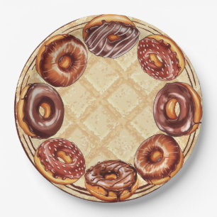 Chocolate Lover Donut Waffle Dessert Paper Plates