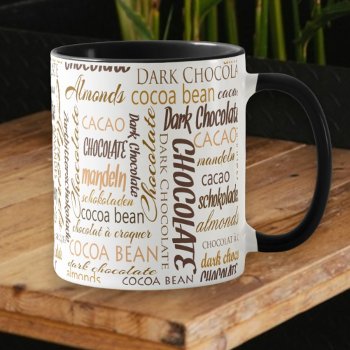 Chocolate Lover Multilingual Typography Collage Mug by Exit178 at Zazzle
