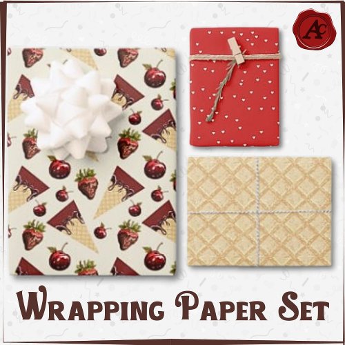 Chocolate lovers cherry wrapping paper set