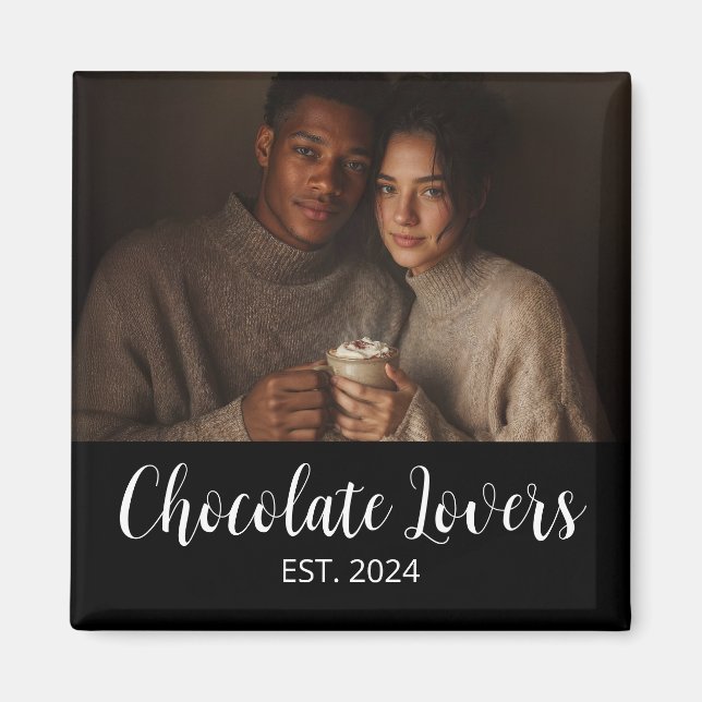 Chocolate Lovers Couple Established Photo Gift Magnet (Front)