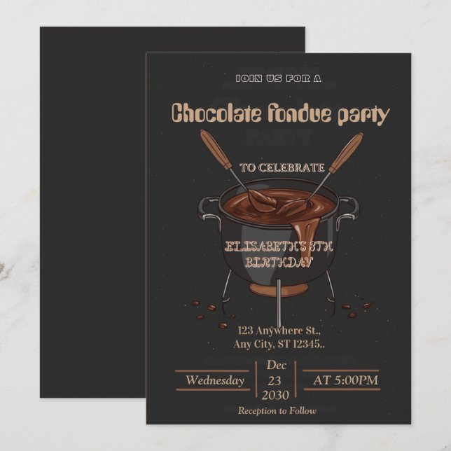 Chocolate Lovers Fondue Party Invitation (Front/Back)