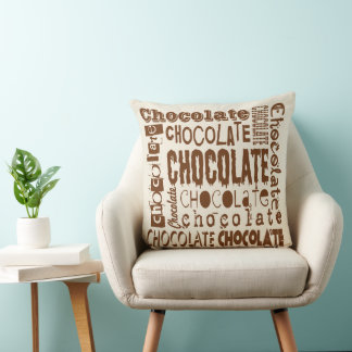 Chocolate Lovers Font Jumble Square Throw Pillows