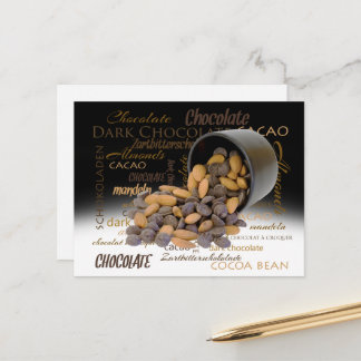 Chocolate Lovers Multilingual Typography Collage Postcard