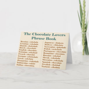 Chocolate Lovers Phrase Book Card