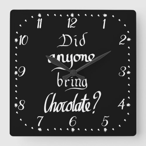 Chocolate lovers quote square wall clock