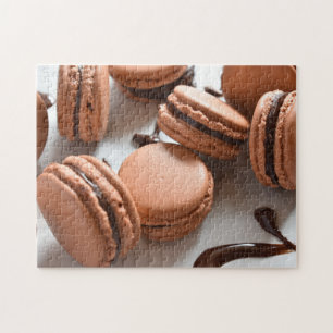 Chocolate Macaron Cookies French Pastry Food Jigsaw Puzzle