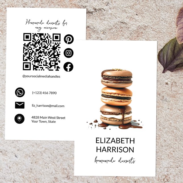 Chocolate Macarons Homemade Desserts Pastry Chef Business Card (Creator Uploaded)