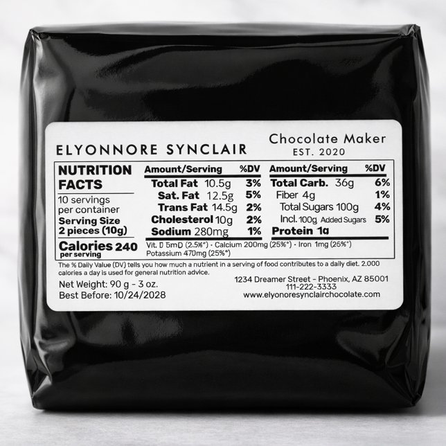 Chocolate Maker Nutrition Facts Packaging Label (Creator Uploaded)
