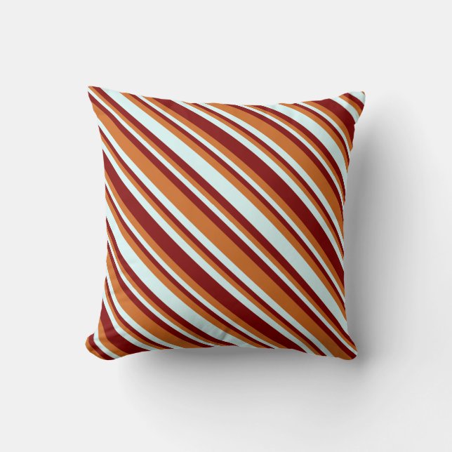 Chocolate, Maroon & Light Cyan Pattern Pillow (Front)