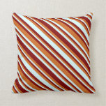 [ Thumbnail: Chocolate, Maroon & Light Cyan Pattern Pillow ]