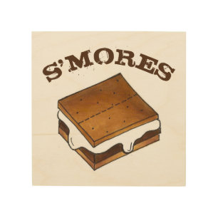 Chocolate Marshmallow Campfire S'mores Kitchen Wood Wall Art