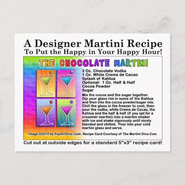Chocolate Martini Recipe Postcard (Front)