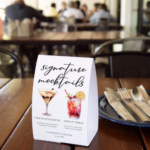Chocolate Martini Shirley Temple Sweet Mocktails Paper Table Tent