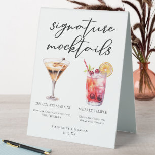 Chocolate Martini Shirley Temple Sweet Mocktails Table Tent