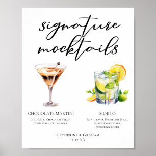 Chocolate Martini Virgin Mojito Mocktails Menu Poster