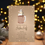 Chocolate Mason Jar Milkshake Christmas Party Invitation<br><div class="desc">Christmas party theme featuring watercolor inspired illustration of chocolate mason jar milkshake topped with fudge,  whipped cream,  caramel,  snowflake Christmas cookie,  sprinkles,  and marshmallow snowman.  Design is on cardstock inspired background surrounded by confetti.</div>